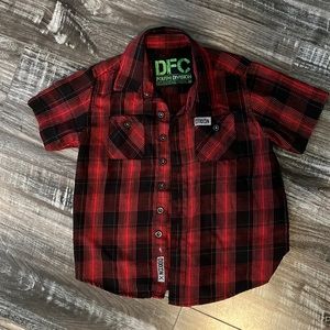 Youth division red, and black plaid